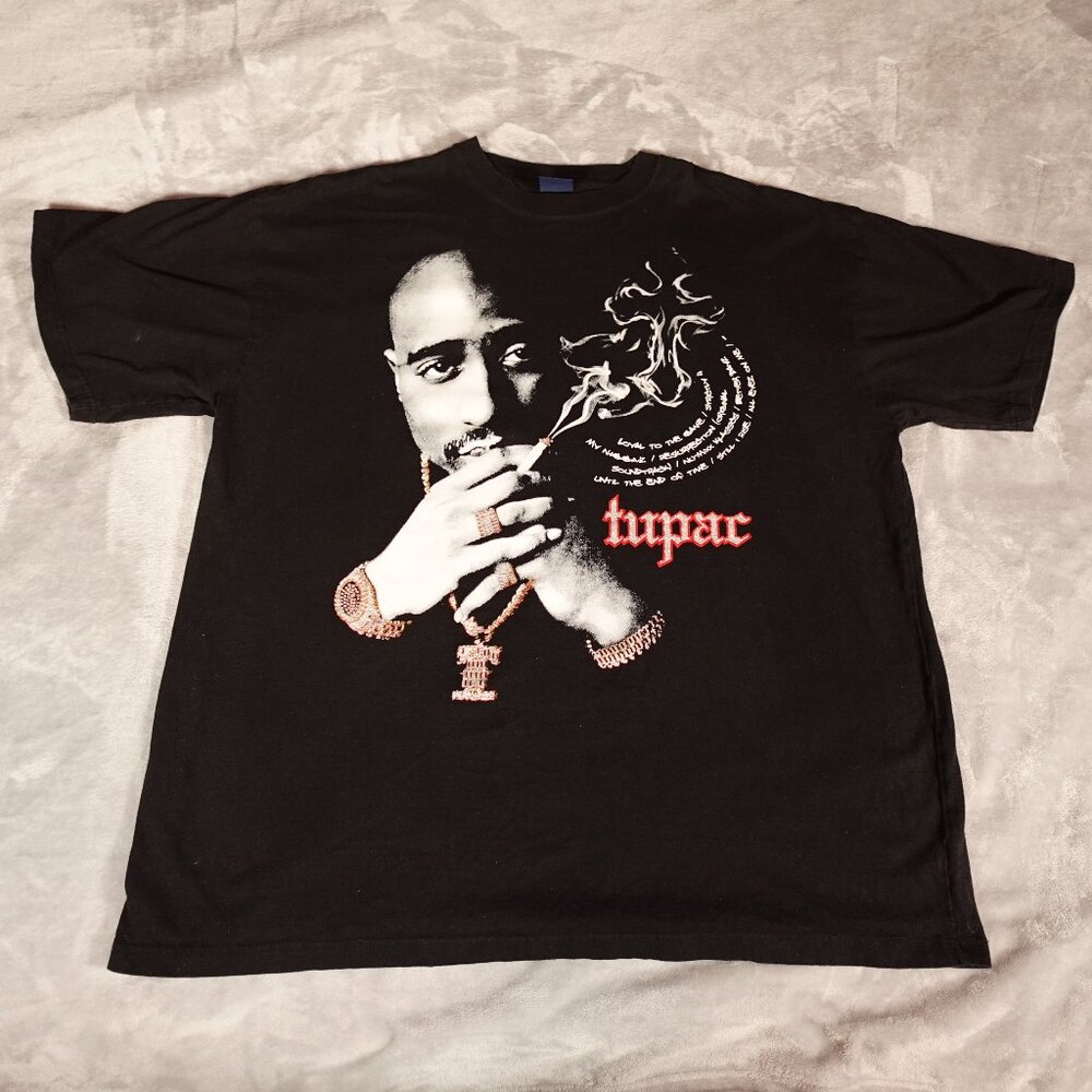 Vintage 2Pac Tupac Rap Tee Shirt Mens 2XL Baggy Fit Hip Hop Black Y2K